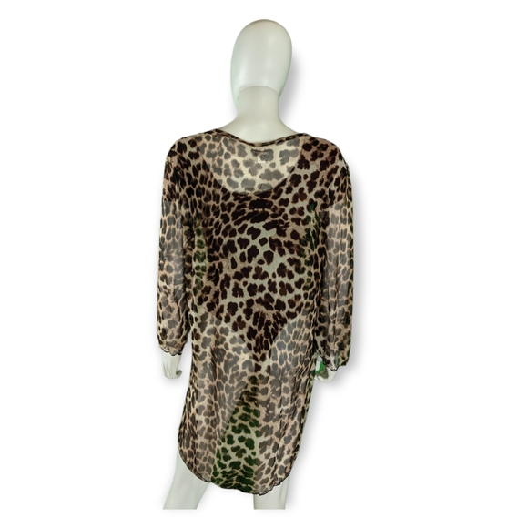 Jordan Taylor Cheetah Brown Sheer Long Sleeve Top XL - Picture 12 of 13